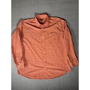 BKE‎ Division Shirt Men's XL Orange Windowpane Plaid Button Up